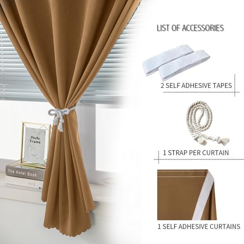 Self Adhesive Curtains (47"W x 96"L (Pack of 1) / Brown)