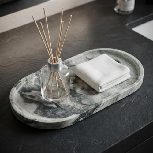 Shangri la Green Oval Marble Tray (Shangri-la Green / 11.8" x 5.9" x 0.6")