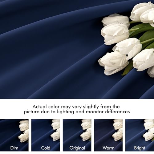 Navy Blue Back Tab Blackout Curtains 52x120 Inch Long 2 Panels Set (Navy Blue / 52"W x 120"L (Pack of 2))