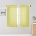 Lemon Kitchen Sheer Curtains for Bedroom Living Room 45 Inch Length (Lemon Yellow / 42"W x 45"L (Pack of 2))