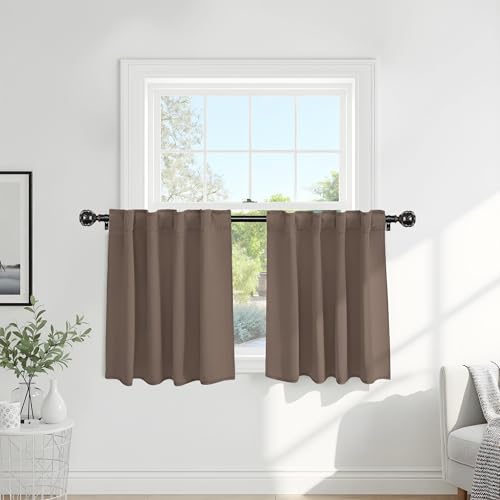 Small Blackout Curtains for Kitchen Windows (Mocha / 29"W x 36"L (Pack of 2))