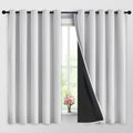 Greyish White 100% Blackout Curtains 63 Inches Long (62"W x 63"L (Pack of 2) / Greyish White)