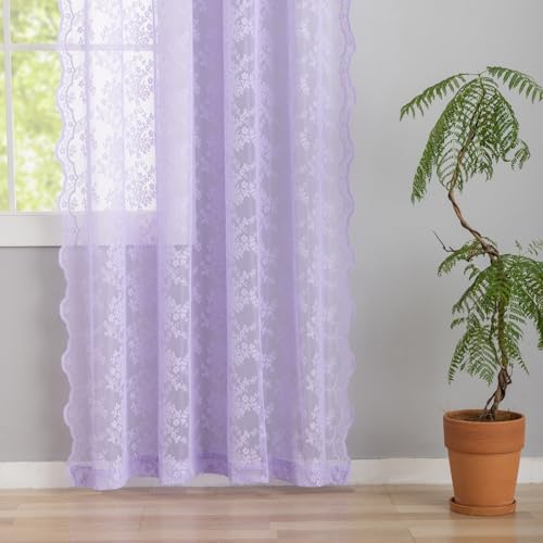 Vintage Lace Curtains 84 Inches Long (Lavender / 52"W x 84"L (Pack of 2))