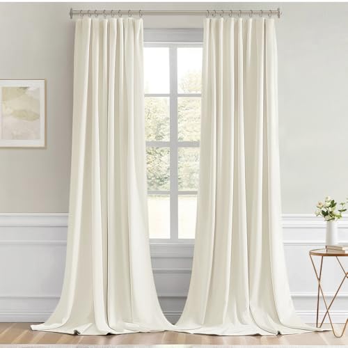 Cream Back Tab Blackout Curtains 52x96 Inch Long 2 Panels Set (Cream / 52"W x 96"L (Pack of 2))