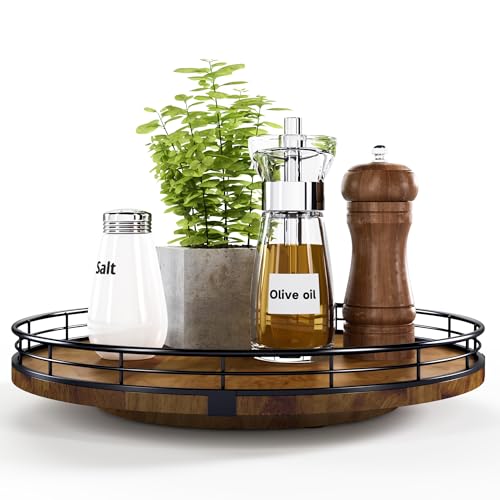 12 Inch Farmhouse Oak Lazy Susan Organizer (Walnut / 12 inches)