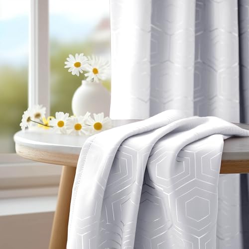 Room Darkening Curtains (Star White/Hexagon / 52"W x 72"L (Pack of 2))