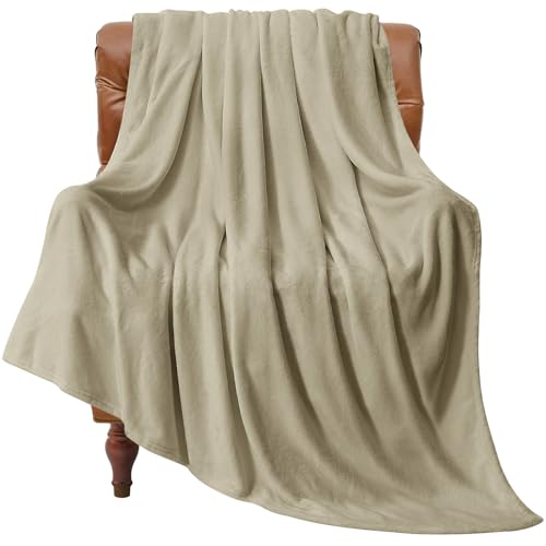Fleece Blanket Soft Plush Throw for Couch Oatmeal 50"x60" (Oatmeal / Throw(50"x60"))