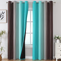 Brown and Teal Ombre Blackout Curtains for Living Room 108 (Teal and Brown / 52"W x 108"L (Pack of 2))