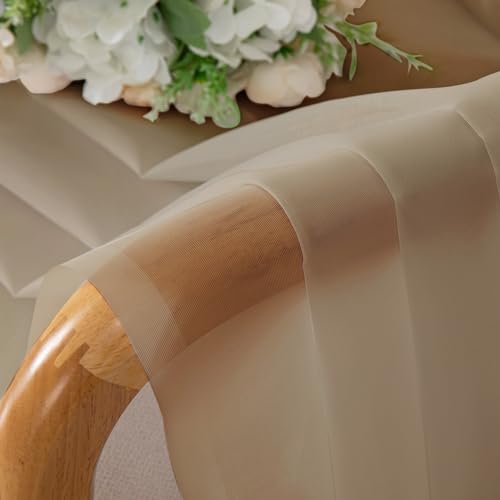 Sheer Curtains 72 Inches Long for Bedroom Living Room (Taupe / 42"W x 72"L (Pack of 2))