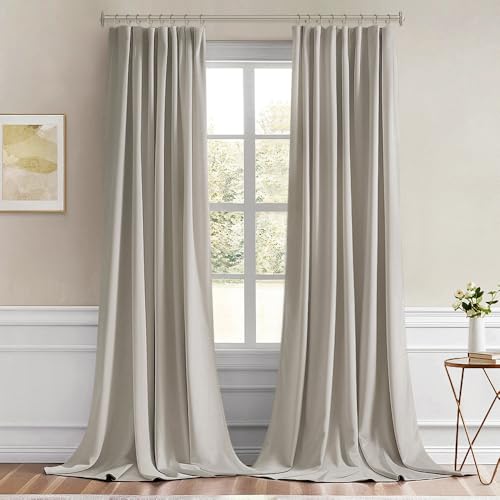 Natural Back Tab Blackout Curtains 52x120 Inch Long 2 Panels Set (Natural / 52"W x 120"L (Pack of 2))