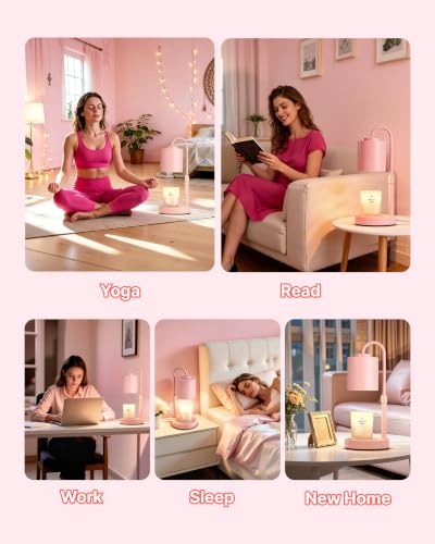Dimmable Candle Warmer Lamp with Timer (Pink)