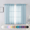 2 Pack Basic Sky Blue Sheer Curtain Drapes 45 Inch Length 2 Panels for Living Room (42"W x 45"L (Pack of 2) / Sky Blue)