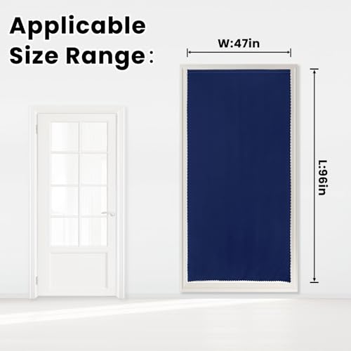 Self Adhesive Portable Blackout Curtains for Bedroom Easy to Install Window Thermal Lnsulated Kitchen Room Darkening Small Window Curtains (47"W x 96"L (Pack of 1) / Navy Blue)