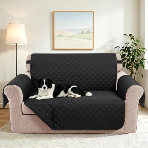 Oversized Loveseat Couch Cover for Dogs (Black/Black / Loveseat - Oversized (54"))