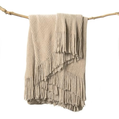 Throw Blanket for Couch (D-tan/Beige / 50*60'')