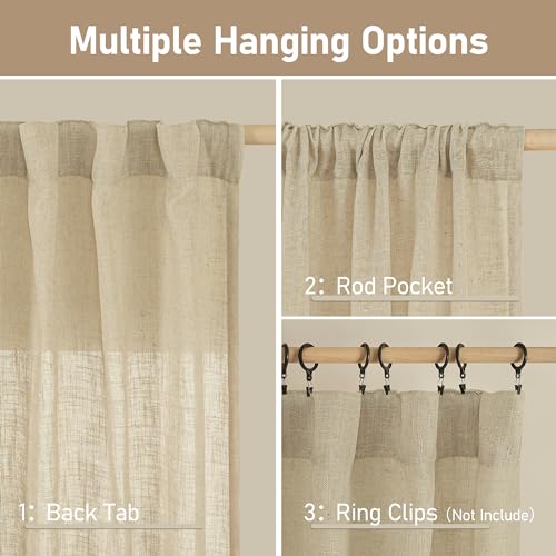 Light Filtering Linen Curtains 102 inches Long (Linen / 52"W x 102"L (Pack of 2))