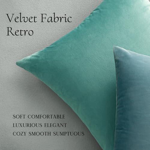26x26 Inch Pack of 2 Euro Velvet Throw Pillow Covers Aqua Green (26" x 26" (Pack of 2) / Aqua Green)