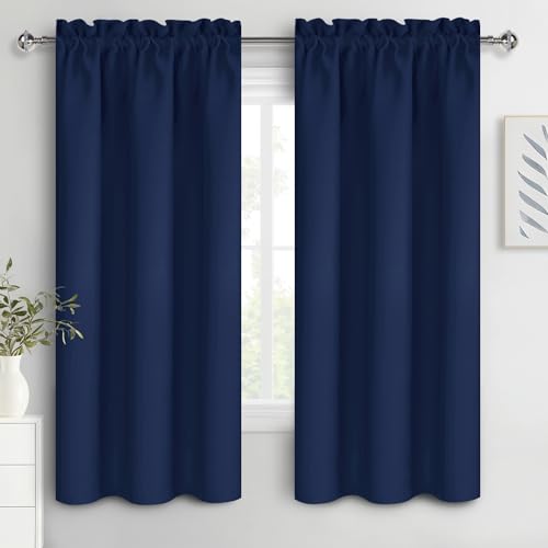 Blackout Curtains for Bedroom 38 x 63 Inch Long Navy Blue 2 Panels (Navy Blue / 38"W x 63"L (Pack of 2))