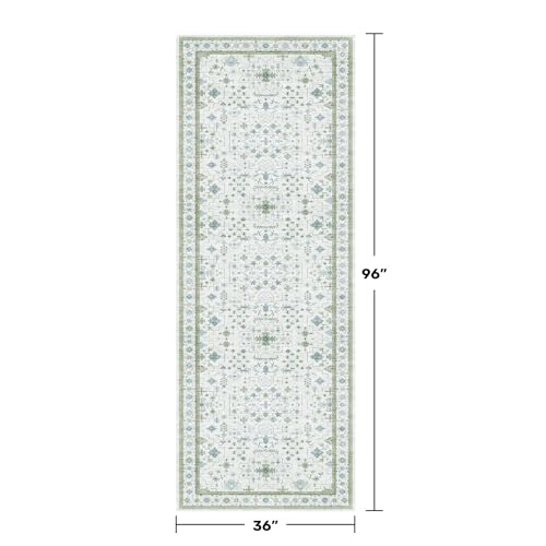Turkish 3x8 Wide Hallway Runner (3' x 8' (Runner) / Cream Green)