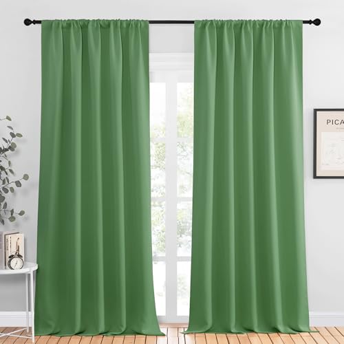 Blackout Curtains for Living Curtains (Froest Green / 52"W x 95"L (Pack of 2))