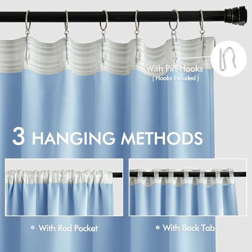 Sky Blue Back Tab Blackout Curtains 52x63 Inches Long 2 Panels Set (Sky Blue / 52"W x 63"L (Pack of 2))