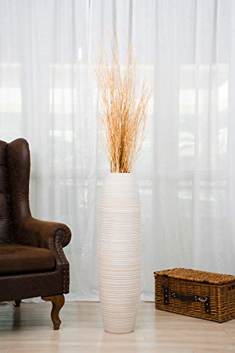 Large Floor Vase 34 inches Mango Wood for Pampas Grass (34 inches / White Wash)