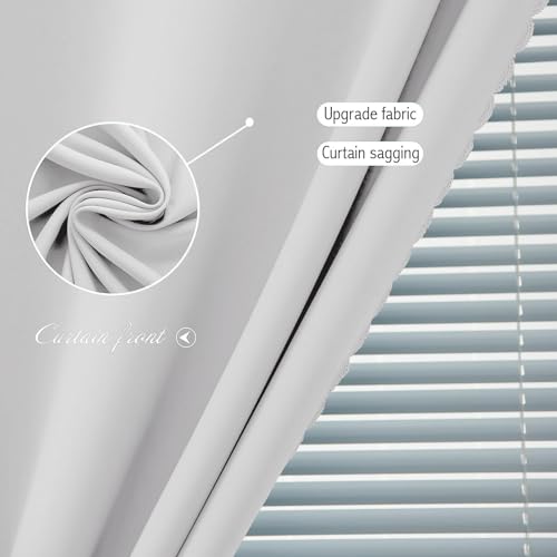 Blackout Curtains for Bedroom Sticky Curtain Blackout Window Cover Self Adhesive Curtains Rod No Drillng (59"W x 59"L (Pack of 1) / Light Grey)