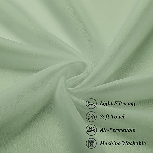 Sage Green Sheer Scarf Valances for Windows 216 Inch Extra Long (Sage Green / 42"W x 216"L (Pack of 2))