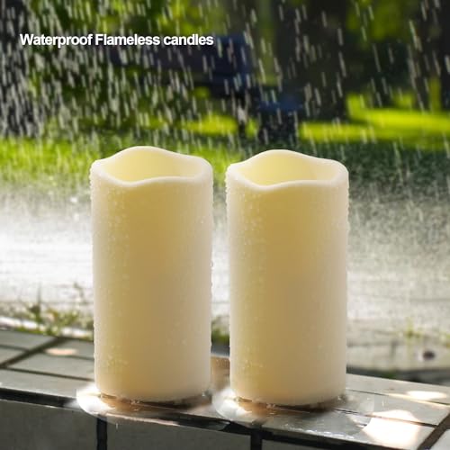 Outdoor Plastic flameless Candles with Remote Control and Timer (D3"xH5.5" - 12pack / lvory-warm light)