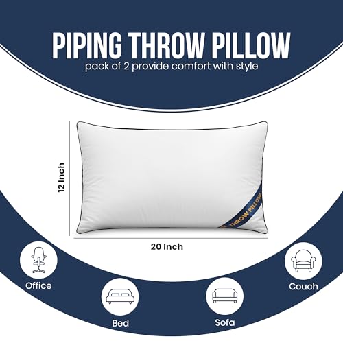 Premium Piping Throw Pillows 12x20 (12x20 Inch)