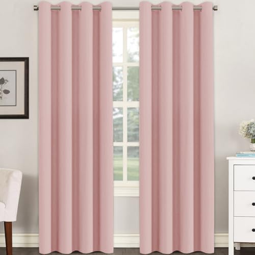 Blackout Curtain for Living Room Thermal Insulated Window Treatment Curtain Extra Long 96 inch Length Energy Saving Grommet Top Blackout Drape (52"W x 96"L (Pack of 1) / Baby Pink)