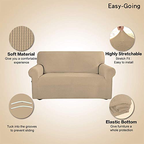 Stretch Loveseat Couch Covers Washable Sand (Medium Loveseat / Sand)