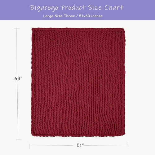 Chunky Knit Throw Blanket for Couch (Red / 51"x63" (Large Size Throw）)