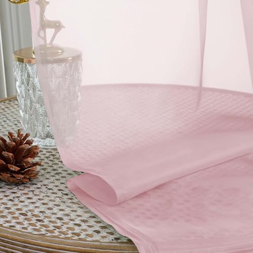 Extra Long Blush Sheer Curtains for Bedroom Living Room 120 Inches Long 2 Panels Set (Blush / 59"W x 120"L (Pack of 2))