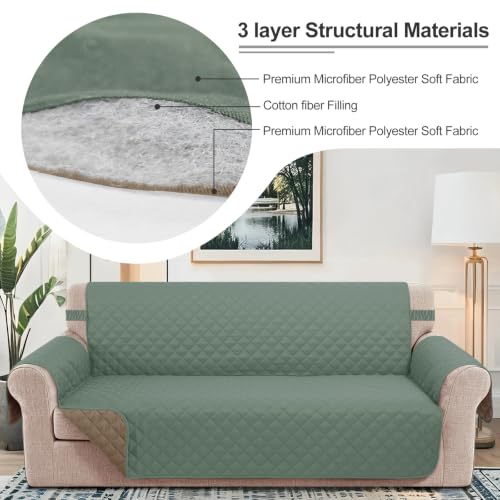 Reversible Recliner Chair Covers (Greyish Green/Taupe / 23'' Chair)