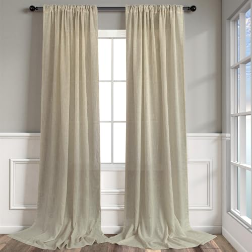 Burlywood Birch Natural Linen Curtains 92 Inch Length 2 Panels Set Back Tab Light Filtering Living Room Curtain Drapes Office Modern Minimalist Decor Farmhouse Boho Neutral Semi Sheer Curtain 92 Long (52"W x 92"L (Pack of 2) / Burlywood Birch)
