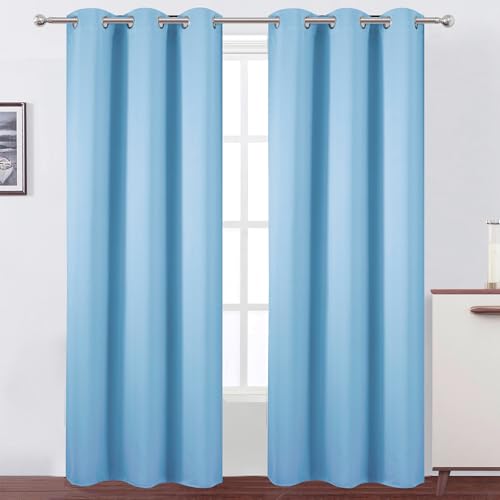 Sky Blue Thermal Blackout Curtains (Sky Blue / 42"W x 84"L (Pack of 2))