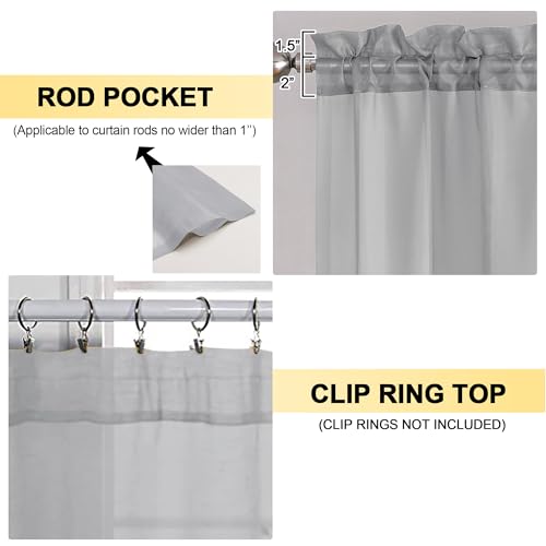 Light Grey Sheer Curtains 63 Inches Long 2 Panels (Light Grey / 42"W x 63"L (Pack of 2))