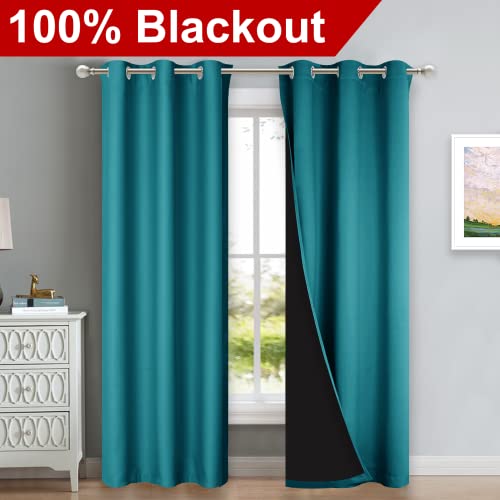 Peacock Teal Blackout Curtains 80 inches Long (Peacock Teal / 42"W x 80"L (Pack of 2))
