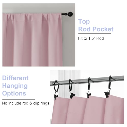 Ava Blush Blackout Curtains for Bedroom (Blush / 40"W x 72"L (Pack of 2))