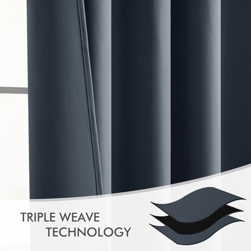 Stone Blue Back Tab Blackout Curtains 52x120 Inch Long 2 Panels Set (Stone Blue / 52"W x 120"L (Pack of 2))