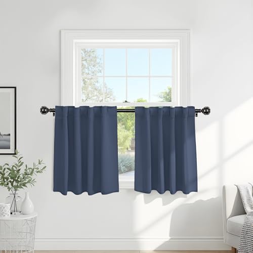 Short Length Curtains for Kitchen (Blue Haze / 29"W x 24"L (Pack of 2))
