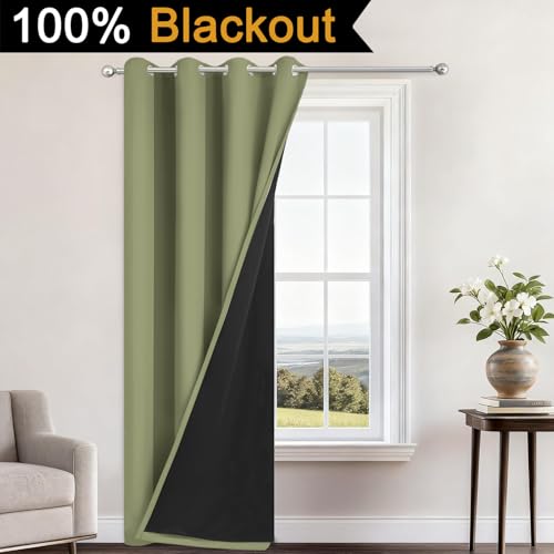 Sage Blackout Curtains 84 Inches Long for Bedroom 52" Wide 1 Panel (52"W x 84"L (Pack of 1) / Sage Green)