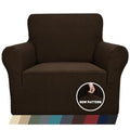 1 Piece Jacquard Chair Slipcovers for Living Room High Stretch Chair Covers with Arms Anti Slip Pets Friendly Couch Sofa Armchair Cover Furniture Protector (Small (31"-46") / Dark Coffee)