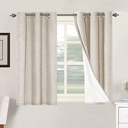 100% Blackout Linen Curtains 45" L 2 Panels Natural (Natural / 42"W x 45"L (Pack of 2))