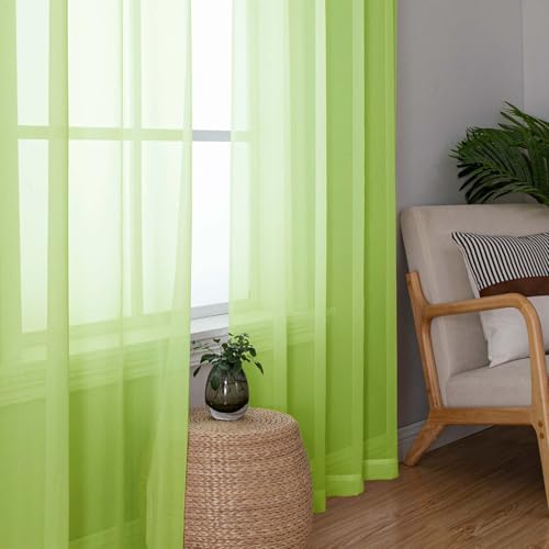 Lime Sheer Curtains 84 Inches Long 2 Panels (Lime / 42"W x 84"L (Pack of 2))