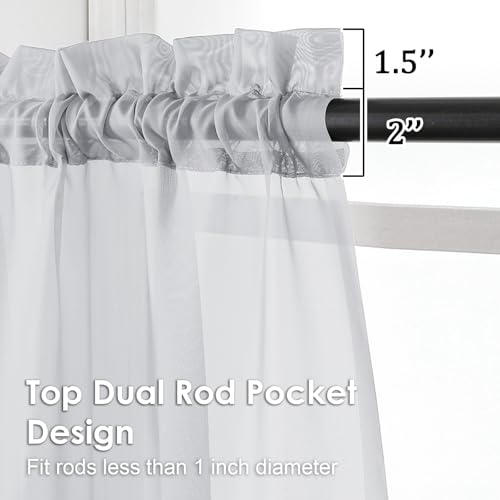 Light Grey Sheer Curtains 90 Inches Long 2 Panels (Light Grey / 42"W x 90"L (Pack of 2))