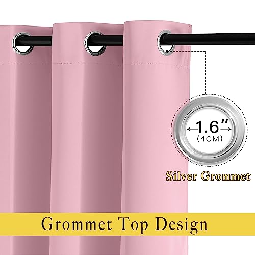 Blackout Curtains 54 inch Length for Bedroom (Crystal Pink / 46"W x 54"L (Pack of 2))