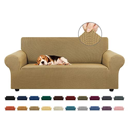 Stretch Loveseat Couch Cover (Tan / Medium)