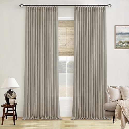 Burlywood Birch Pinch Pleated Linen Curtains 105 Inches Long 2 Panels Set (Burlywood Birch / 40"W x 105"L (Pack of 2))